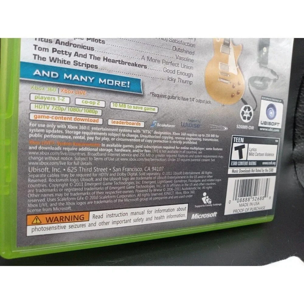 EUC Rocksmith (Microsoft Xbox 360, 2011) CIB No Manual
